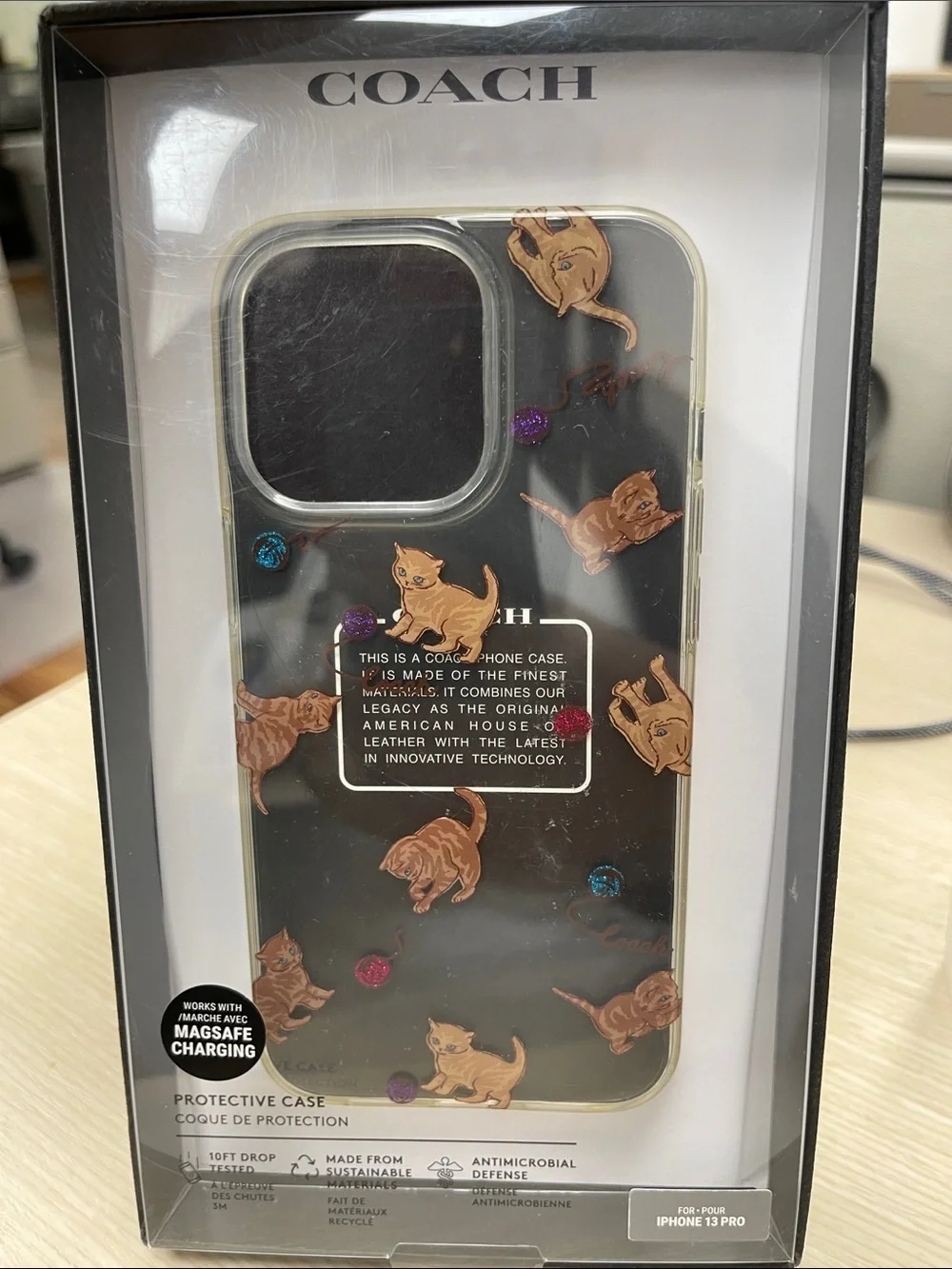 Coach Protective Case for the iPhone 13 Pro w/ cat print New